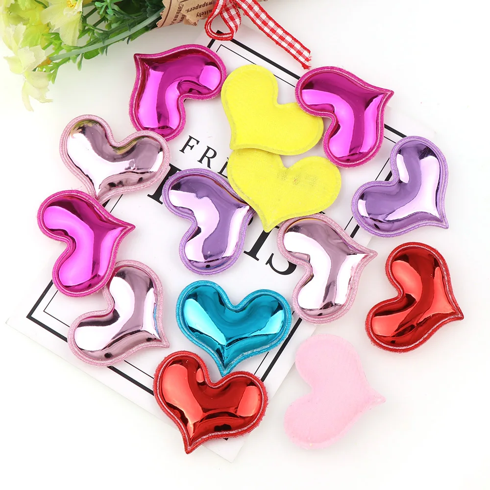 12PCS Mix Color PU Fabric Patches Padded Heart Crown Star Shape Felt  Garment Appliques For Decoration DIY Hair Accessories