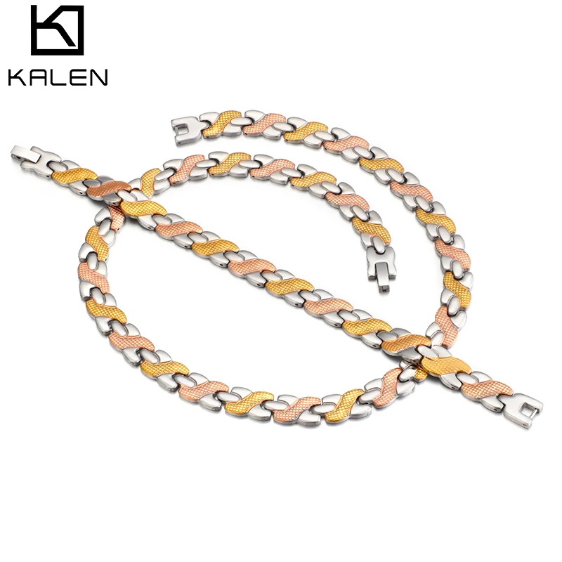 KALEN Stainless Steel Wedding Jewelry Sets Women Dubai Bohemian 6 Styles Bracelet & Necklace Set Bijoux Acier Inoxydable Femme