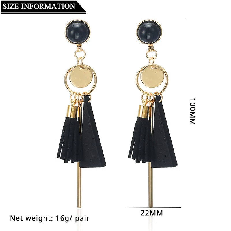 Korean Japan Trendy Tassel Clip on Earrings Non Pierced Temperament Hanging Ear Clips for Women Girl Party Jewelry Gift