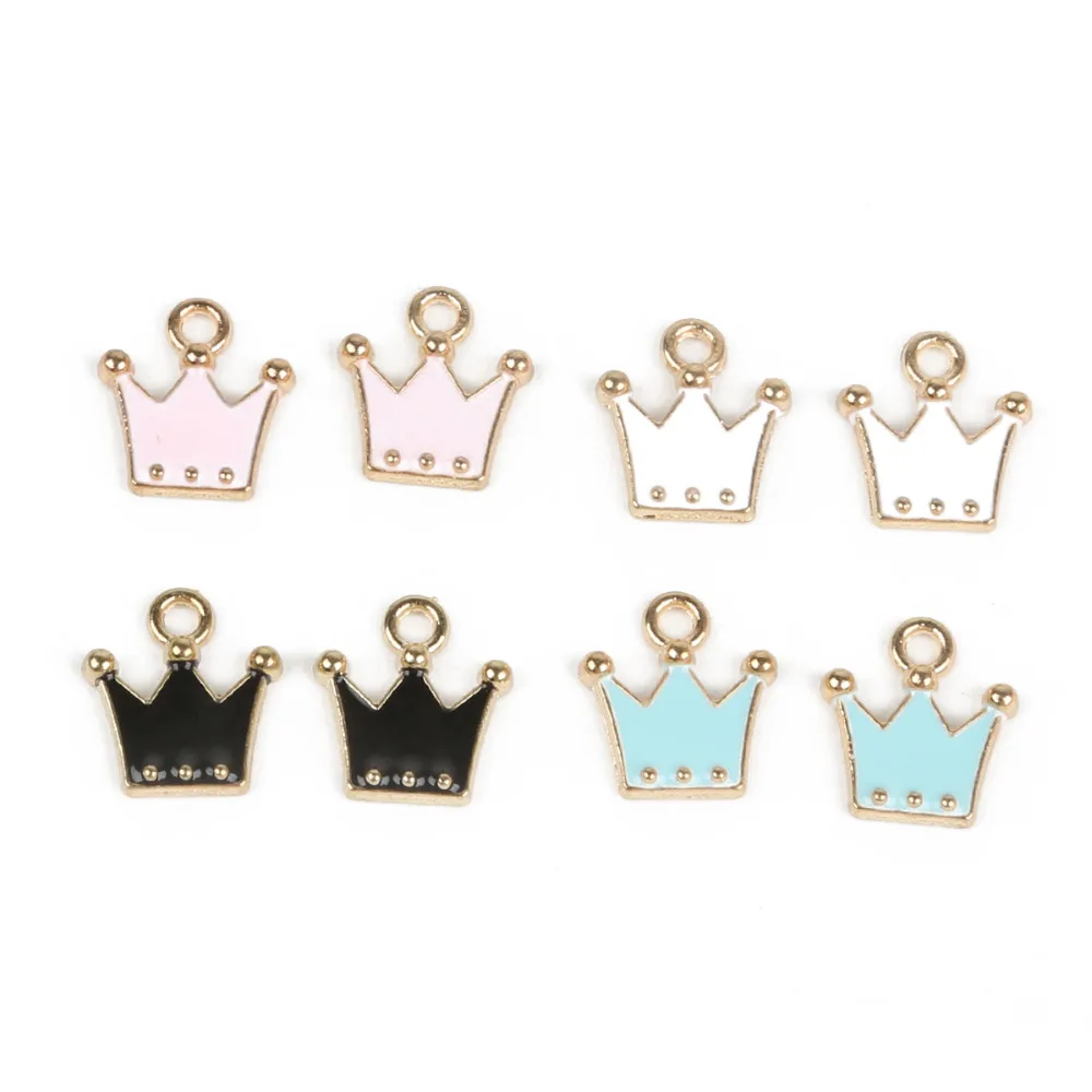 10*11mm 10-12pcs/bag Zinc Alloy Metal Drop Oil Enamel Crown Charms Pendant for DIY Earring Bracelet Necklace Jewelry Making