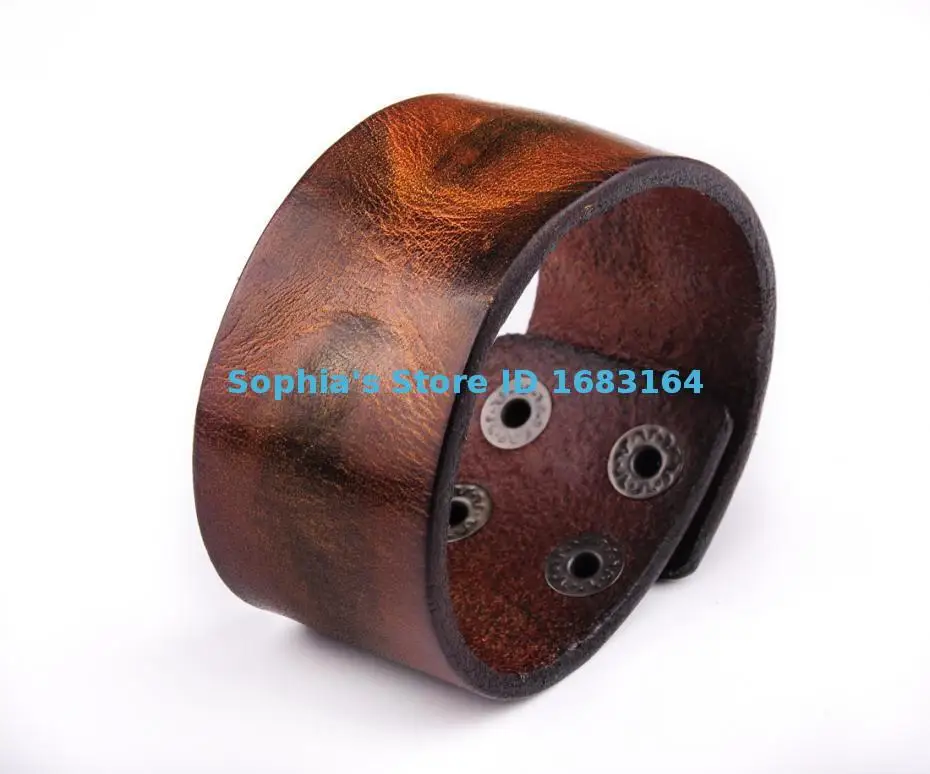 HD02 Black Brown Cool Vintage Men\'s Surfer Leather Bracelet Wristband Wide Cuff New BL30
