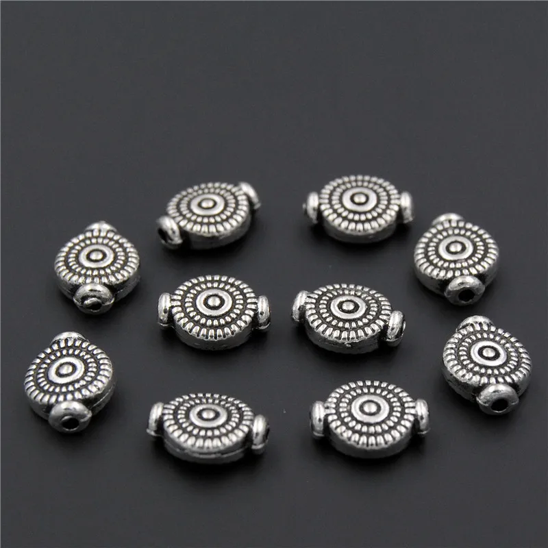 15PCS  Silver Color Round Flat Beads DIY Fittings Beads Connector For Jewelry Making A2312