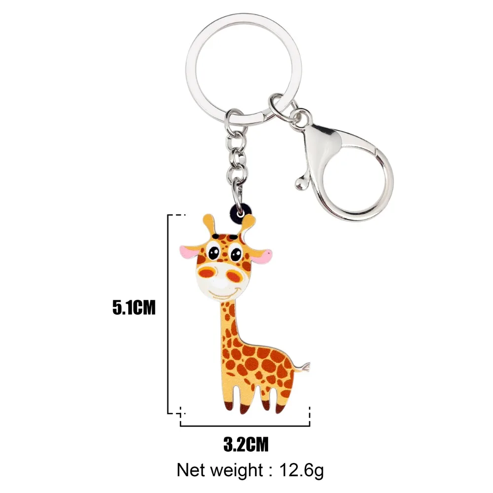 Bonsny Acrylic Sweet Smile Giraffe Key Chains Keychain Rings Anime Jewelry For Women Girls Teen Gift Pendant Handbag Car Charms