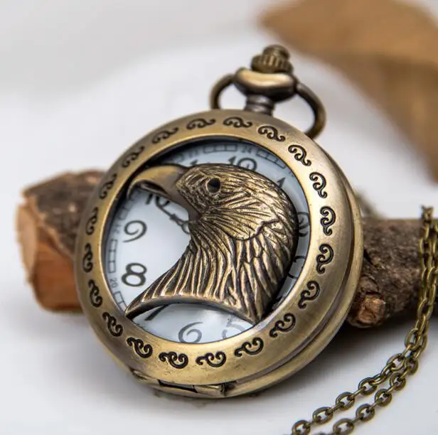 Vintage Fashion quartz carving Hollow out Bronze antiques Necklace pocket watches gift PL7875