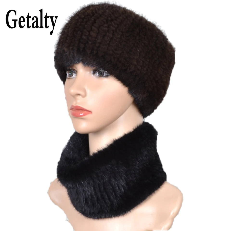 Real Mink Fur headband 2018 Women Winter Knitted Warm Fur Headbands scarfs Collar Natural Elastic Warm Hat Genuine H#01