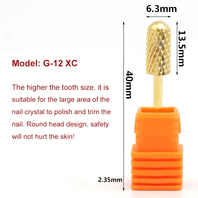 1pcs 2.35mm Shank Golden Nail Grinding Head Tungsten Steel Grinding Machine Dedicated Sander Drill Bit Polishing Tools