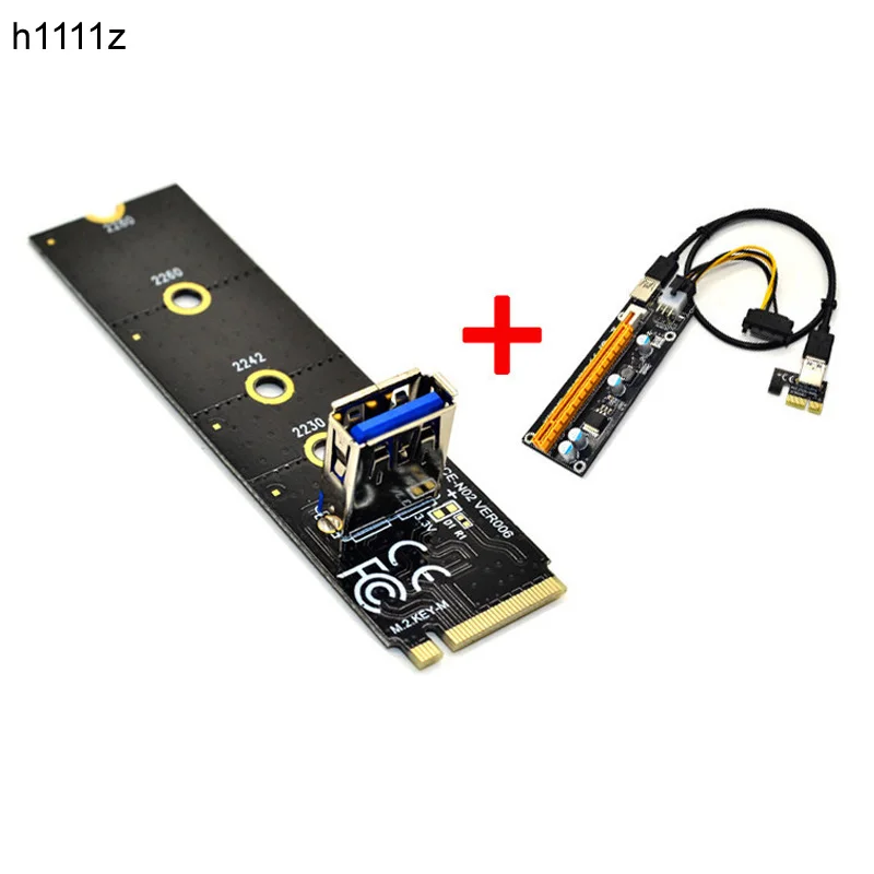 NEW NGFF M.2 to PCI-E X16 Slot Transfer Card Mining Pcie Riser Card VGA Extension Cable Molex 4Pin 6Pin SATA for Miner Antminer