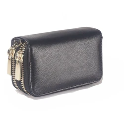 Genuíno couro de vaca duplo zip porta-chaves do carro masculino, empregada multifuncional, caixa de motor de alta classe, clássico, novo