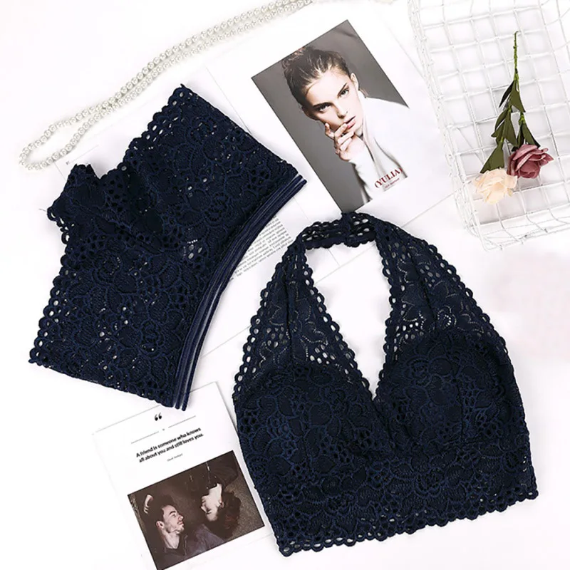 New Fashion Push Up Seamless Women Sexy Lingerie Bra Set Halter Lace Sexy Bra Set Lace Bra Panty Set