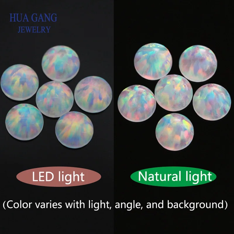 Round Shape Cabochon Opal Flat Back FI06 Beads Synthetic Gemstones For Jewelry Making DIY 3mm~7mm