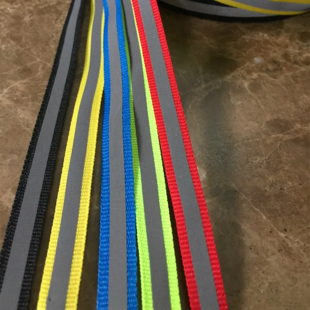 50 Yards 1CM Wide Reflective Webbing POLY Polyester Bright Webbing Color Warning Luminous Webbing For Sewing