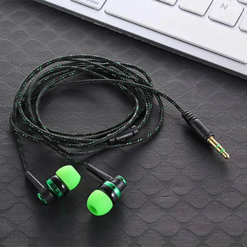 High Quality Wired Earphone Brand New Stereo In-Ear 3.5mm Nylon Weave Cable Earphone Headset With Mic For Laptop Smartphone #20