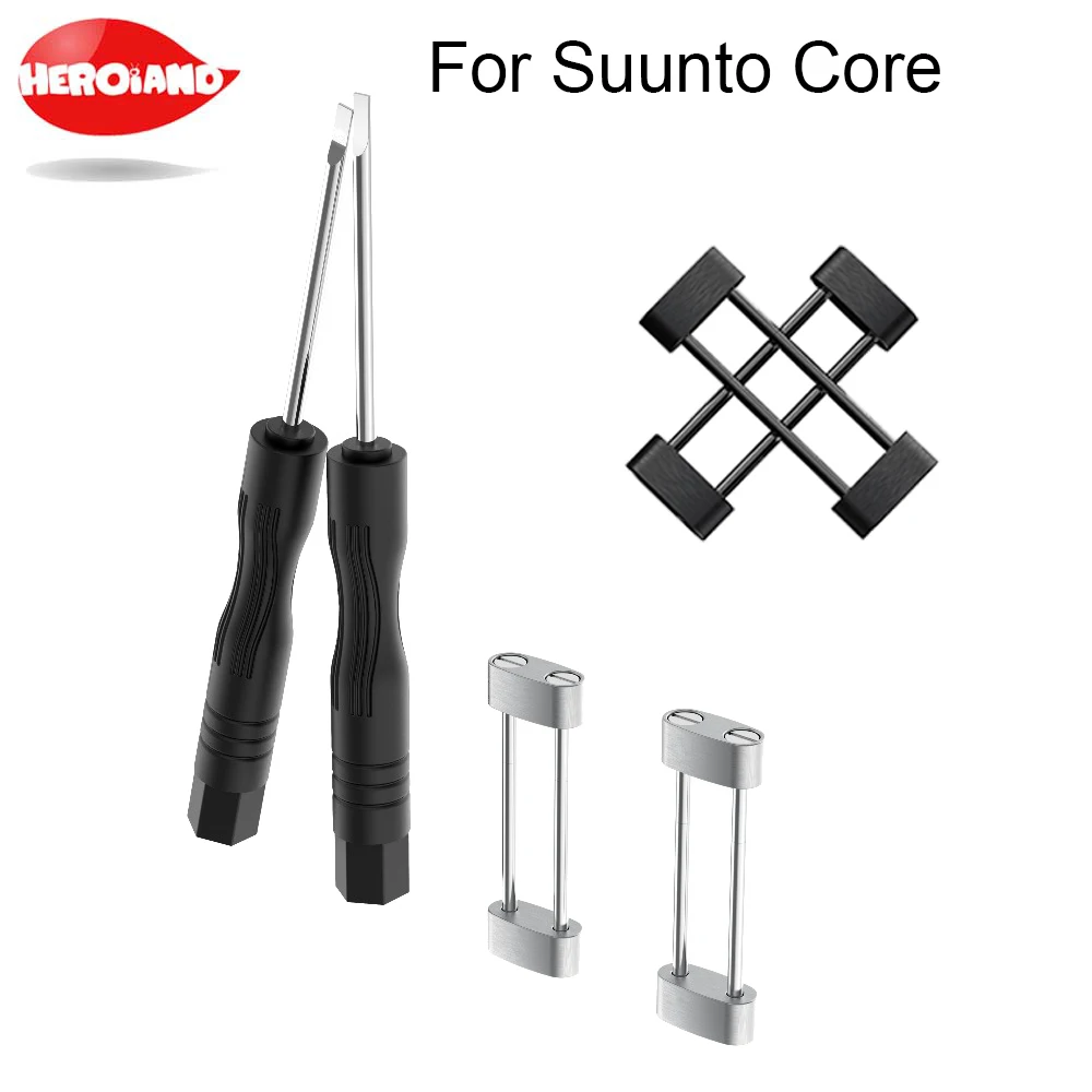 For Suunto Core Strap Essential Watch Band Strap Diver Lugs Adapters set + 2Pcs Tool watch Repair Accessory Backup fixed Screw