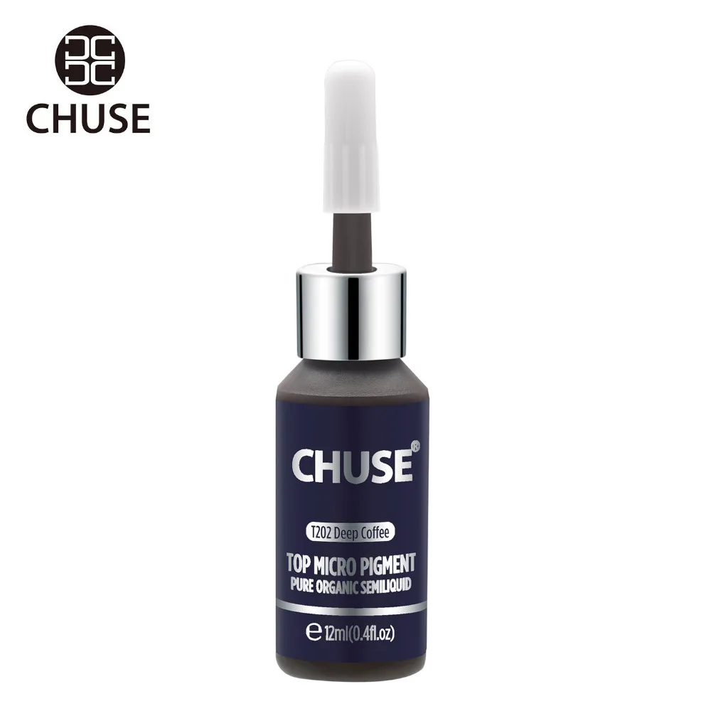 CHUSE Deep Coffee T202 Permanent Makeup Ink Eyeliner Tattoo Ink Set Eyebrow Microblading Pigment Professional 12ML 0.4oz