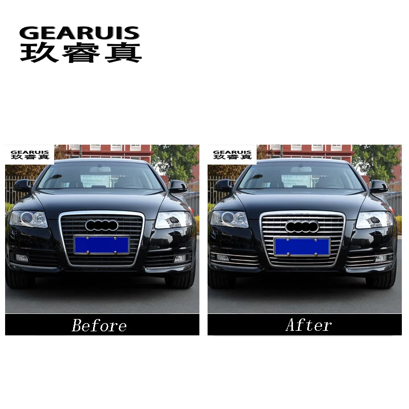 Car styling front fog lamps cover grille slats car fog lights covers Sticker decoration strips For Audi A6 C6 auto Accessories