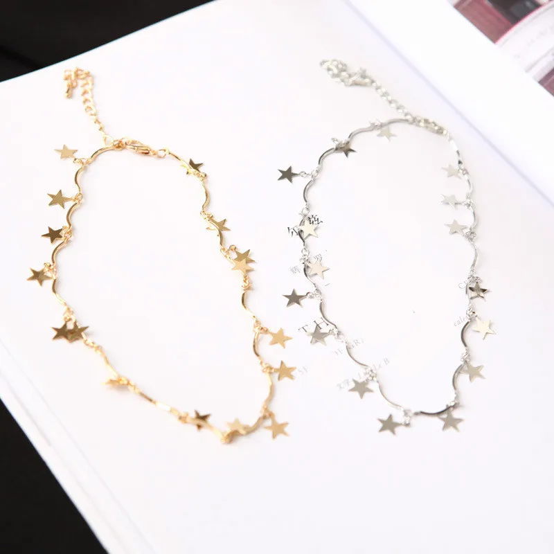 Punk Fashion 2018 New Necklace Simple Five-pointed Star Clavicle Chain Wave Short Paragraph Collar Wholesale Necklace Sales
