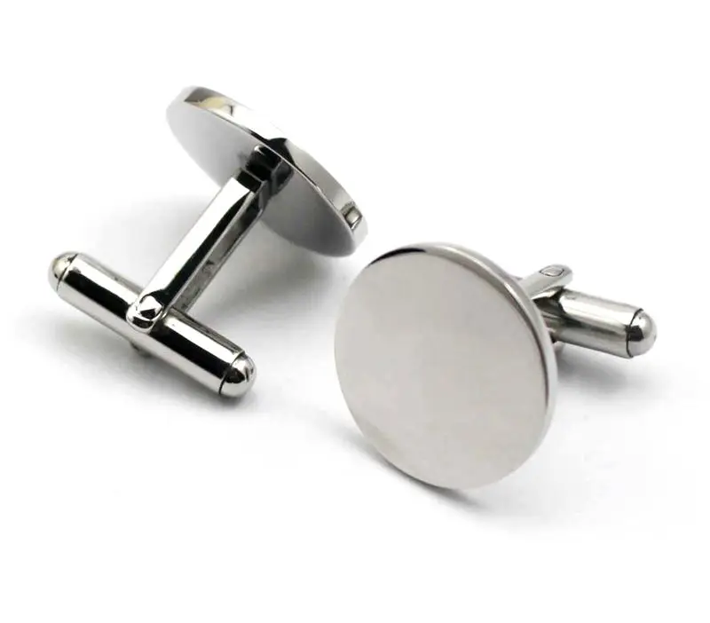 316L Stainless Steel Novelty Cufflink Shirt Circle Cufflinks Wedding Blank Round Design Men Cuff links