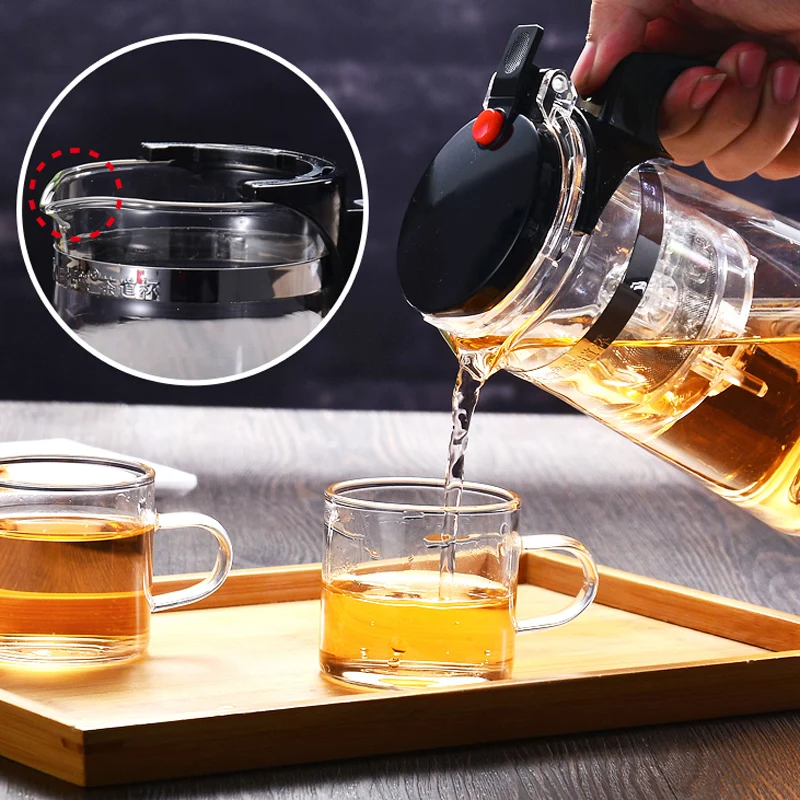 Tea Pots Heat Resistant Glass Tea Pot Tea Infuser Chinese Kung Fu Tea Set Kettle Coffee Glass Maker Convenient Office Tea Sets