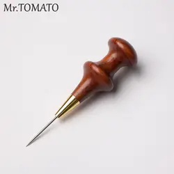 Mr tomato Professional steel Awl Sewing Tool Hole Punching Leather craft Wood Handle Steel awl Craft Stitching Leather Tools