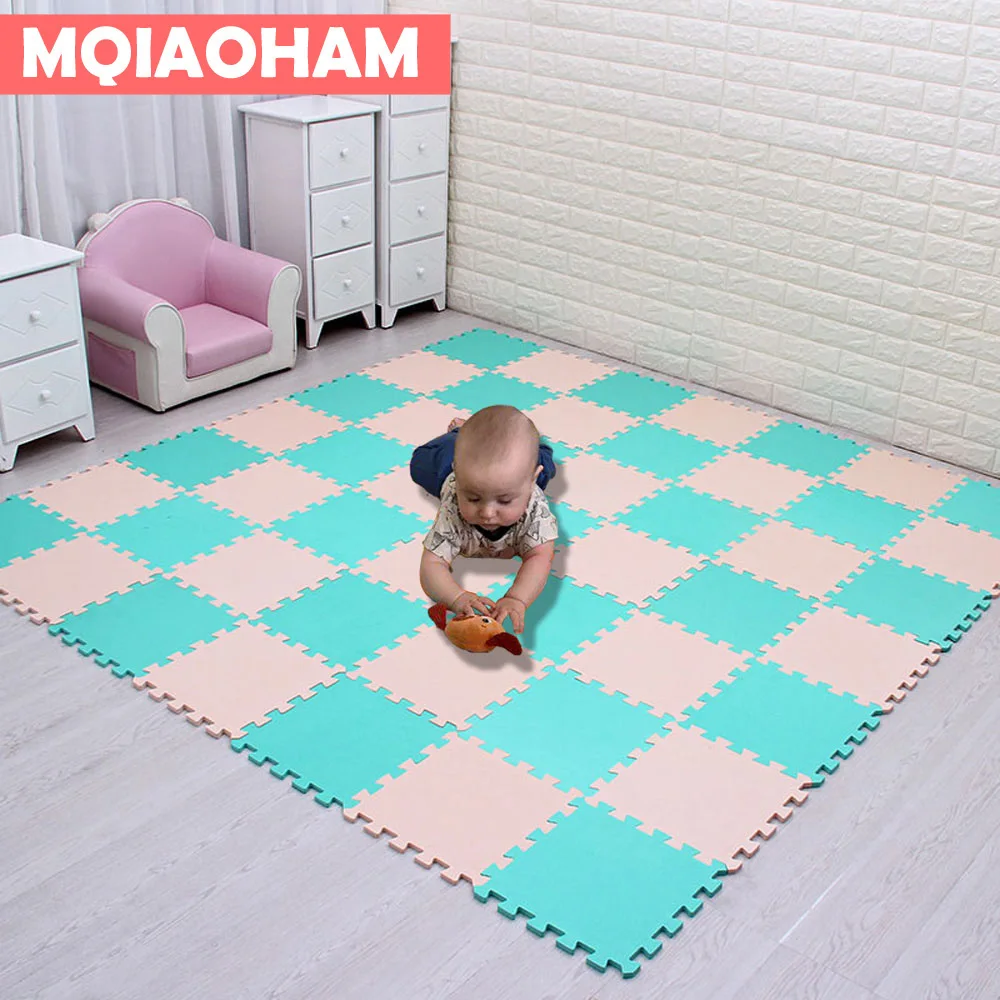 MQIAOHAM Puzzle Eva Foam Material Play Fence Mat For Infant And Kid Jigsaw Pad Floor For Baby Crawling Puzzle Mat 29x29cmx0.8cm