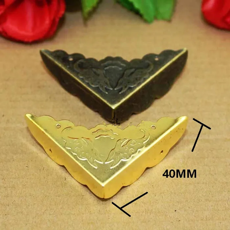 4Pcs Yellow Covers Yellow Wooden Box Protector Book Album Menu Folder Corner Protectors,Ancient Pattern Coners,40mm