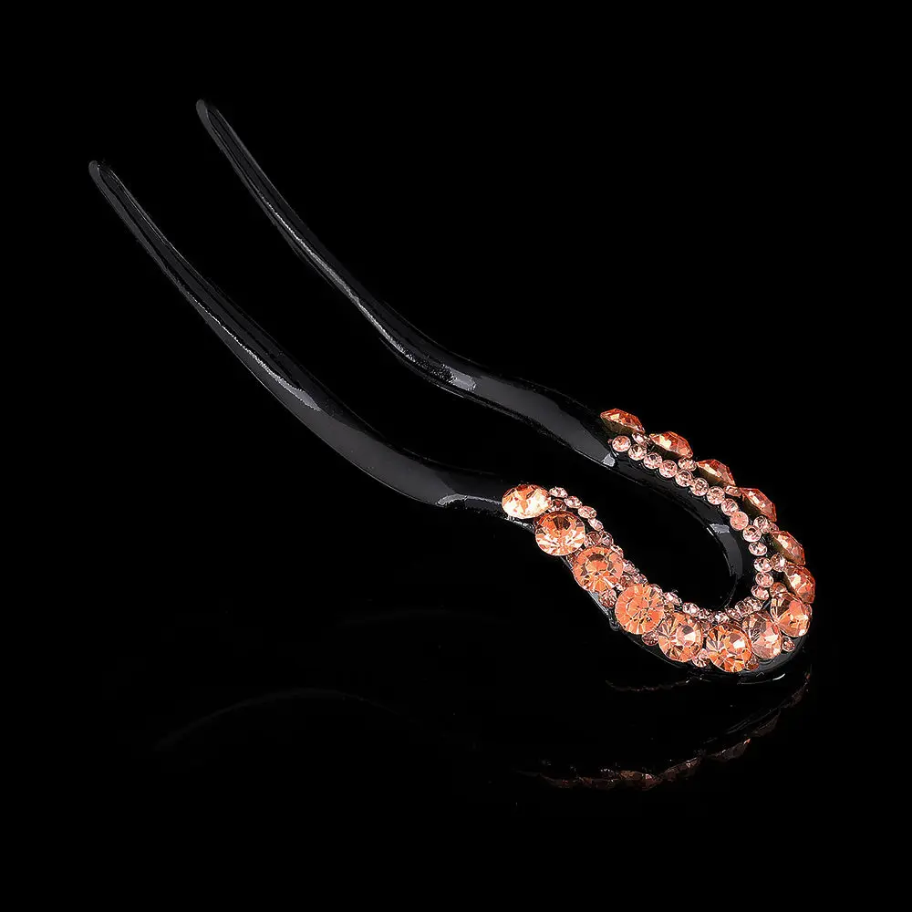 AWAYTR Vintage Hair Accessories Crystal Hairpins U-Shape Hair Stick Pin Women Rhinestone Flower Hairpin Hairclips Fashion Combs
