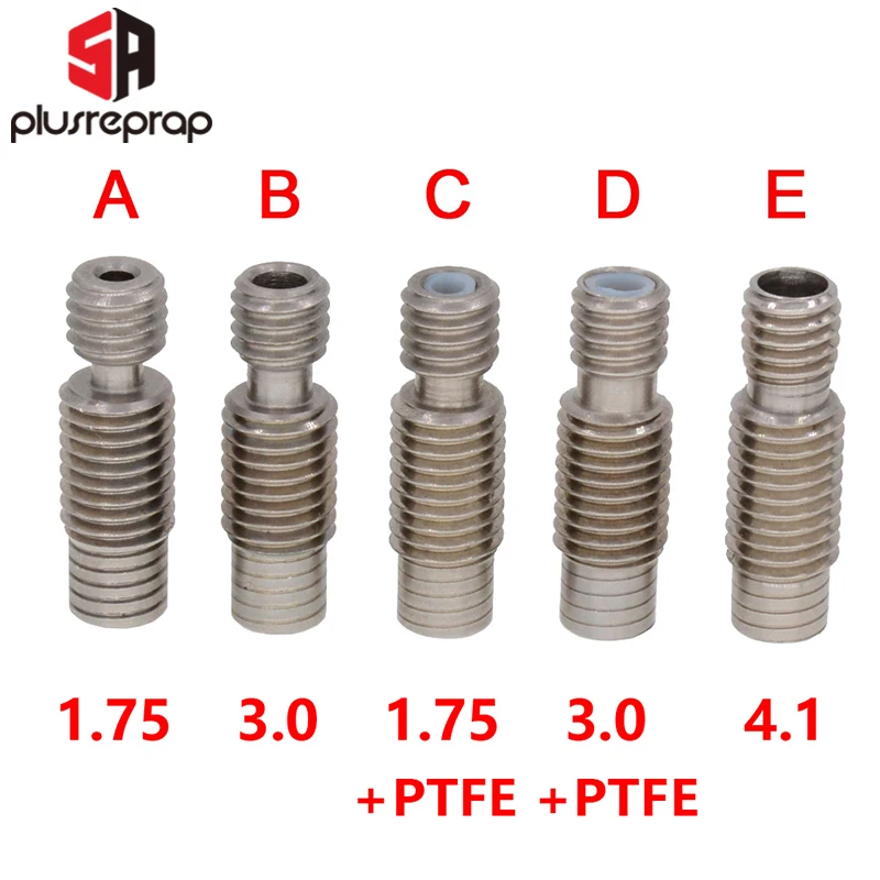 V6 Gardło Heat Break Bowden/Wade PTFE Hotend J-head M7*M6*22mm dla 1.75/3mm Filament Bore 4.1mm Drukarka 3D Stal nierdzewna
