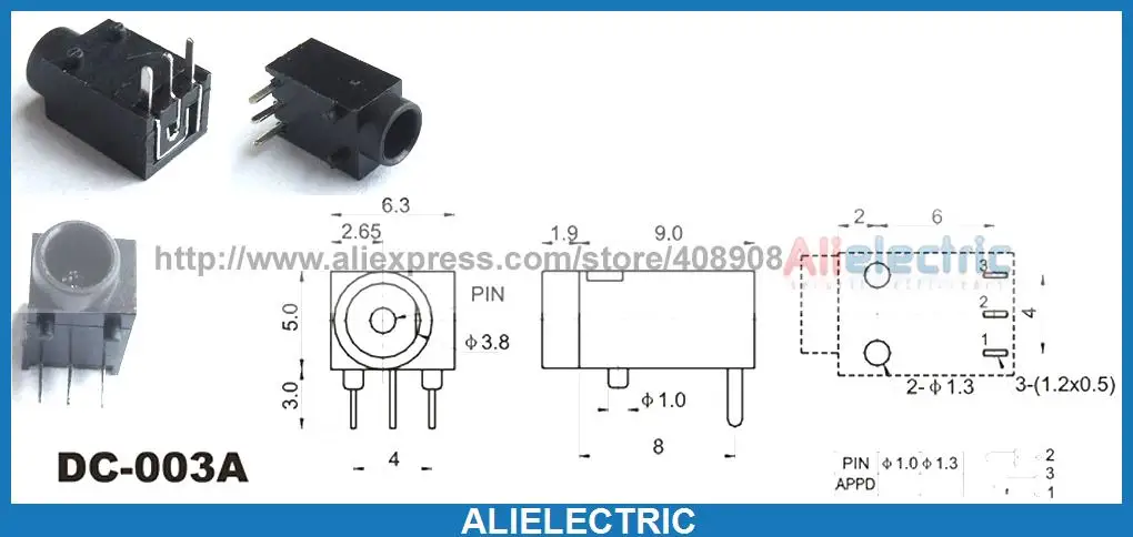 

500pcs 3pin DC 003A 3.5mm x 1.3mm DC Socket Female PCB Charger Power Plug Solder