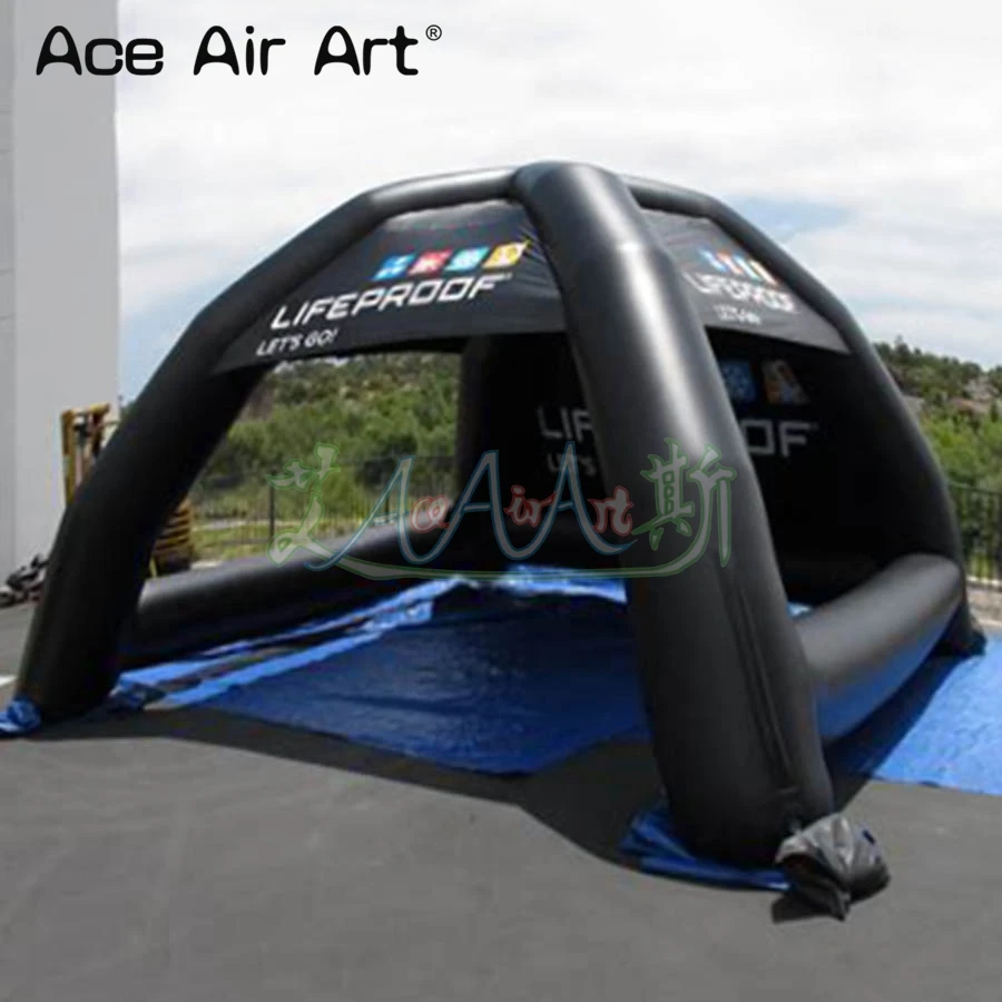 Full Black Inflatable Spider Tent Tentage Pop Up Dome Event Station with Digital Printing for Yard Party and Events