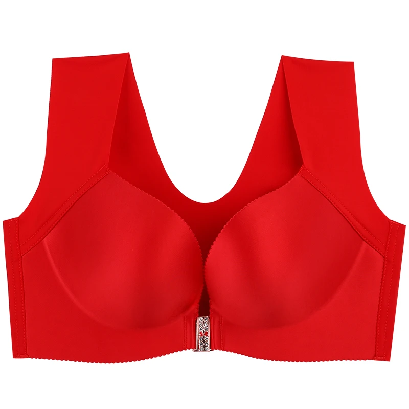 Soutien-gorge boutonné devant pour femmes, sous-vêtement large, augmentation de la graisse mm, sommeil sous-vêtements de sport, sans support en acier, push up