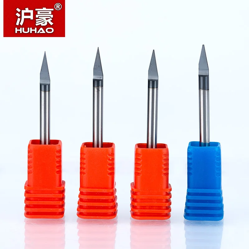 HUHAO 1pc 3.175mm Titanium Coating  Engraving Bits 3A Top quality Carving Cutter Flat Bottom CNC Router Bits For Wood Endmill