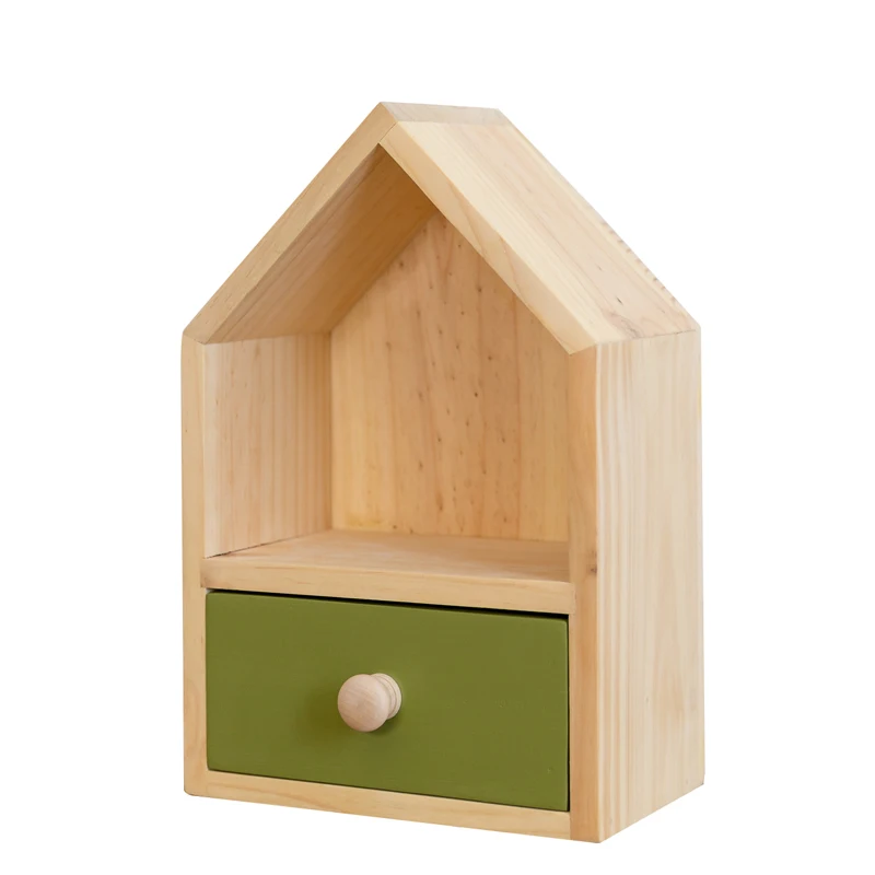 small fresh house shape wooden storage box  Creative pastoral simple wooden drawer storage box