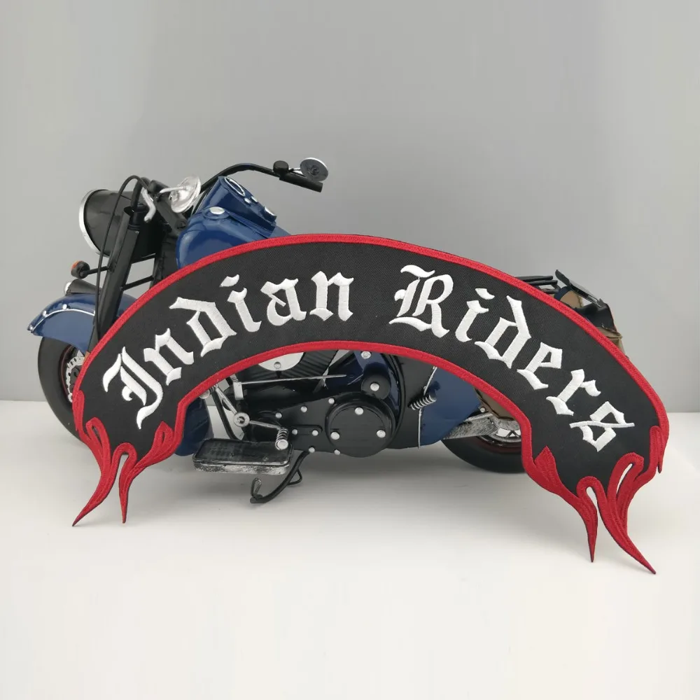 Indian rider motorcycle rocker patch punk biker embroidery iron on upper applique patches for jacket custom your text design DIY