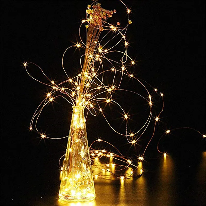 Copper Led Fairy Lights 1M 10LEDS Christmas Lamp CR2032 Button Battery Operated LED String Light for Xmas Wedding Decoration