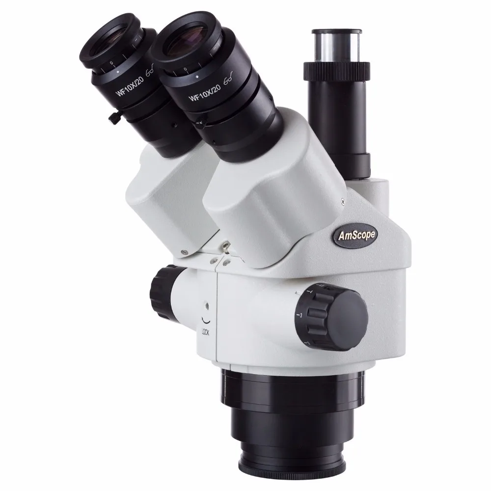 AmScope 7X-45X testina per microscopio Stereo con Zoom trinoculare simul-focale