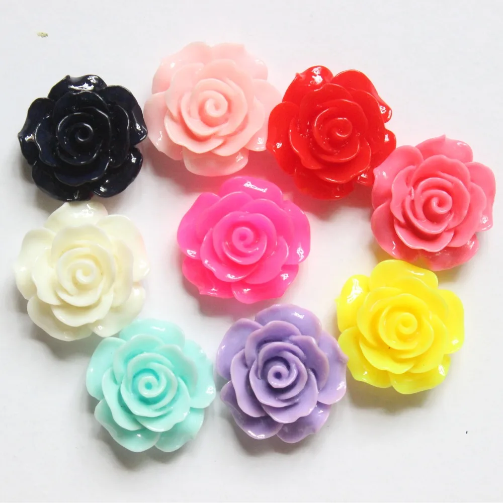 50pcs/lot flat back resin flowers mix colors  DIY resin cabochons accessories 18mm