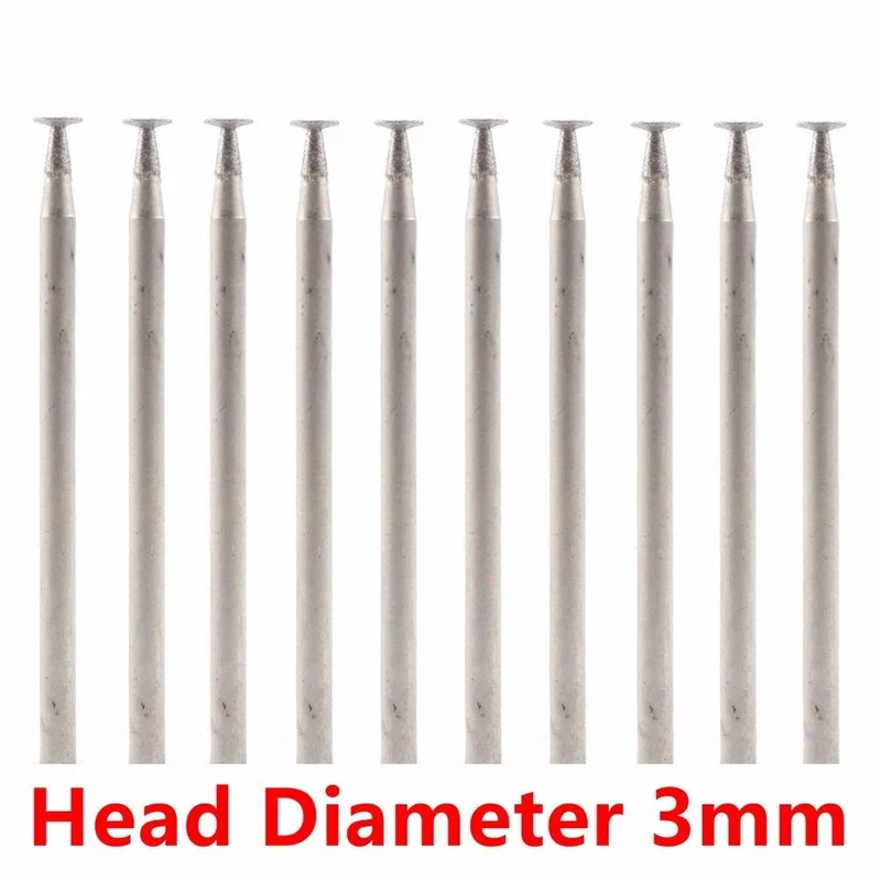 10 Chiếc 1-8Mm Siêu Mỏng T Kim Cương Đầu Mài Xoay Bit Burrs Gắn Điểm ILOVETOOL