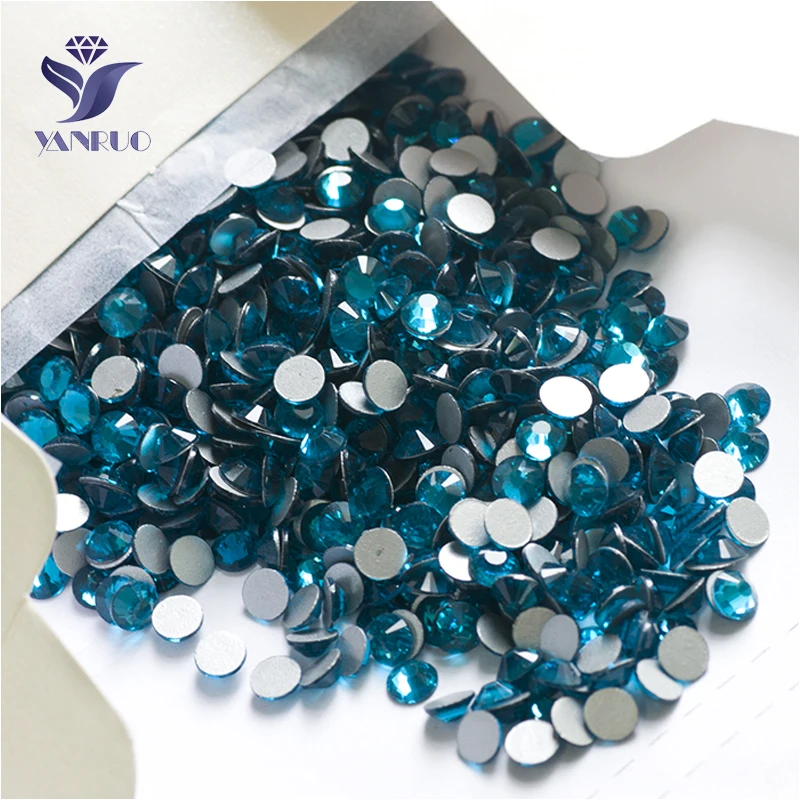 YANRUO 2058NoHF zircone blu posteriore piatta Strass Non Hot Fix chiodi Strass cristallo pietra fai da te