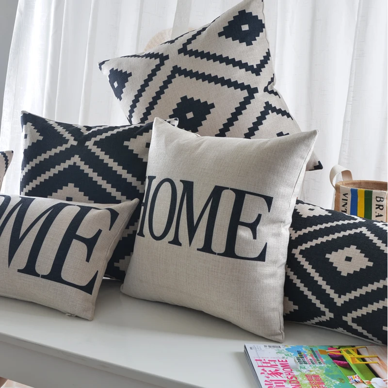 Geometryczna poszewka na poduszkę czarny biały dekoracje domowe w stylu nordyckim niestandardowa poszewka na poduszkę 30*50Cm poduszki dekoracyjne Dropshipping poduszki do rzucania
