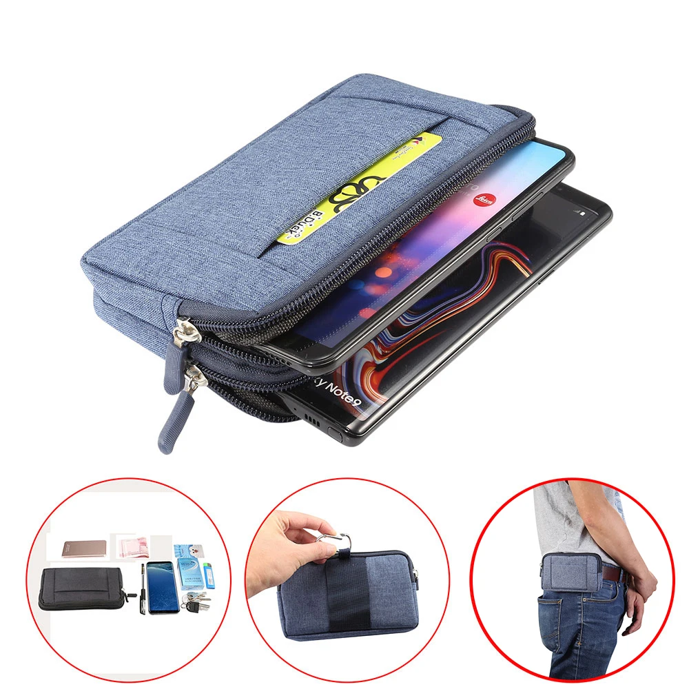 Denim Waist Pouch for Men, Universal Bag for Xiaomi MI Max, Retro Case Fit for Huawei Note 8, All Phone Model, For iPhone 15 pro