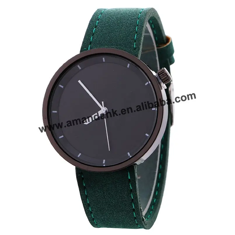 

Wholesale Fashion Men Leather Watch Hot Black Face Women Men Dress Quartz Wristwatches Women Fashion Students Watches