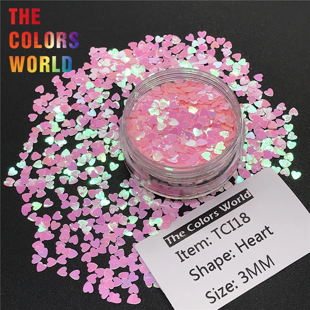 

TCT-103 Heart Shape Pearlescent Indescent 3MM Size Nail Glitter Nail Art Decoration Body Glitter Makeup Face Paint Handwork DIY