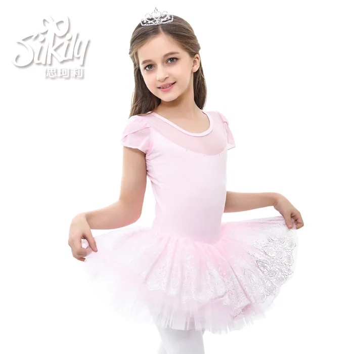 Vestido de baile de Ballet para niñas, falda de baile de manga larga, tutú de actuación de Lago de cisne blanco y rosa, B-6427