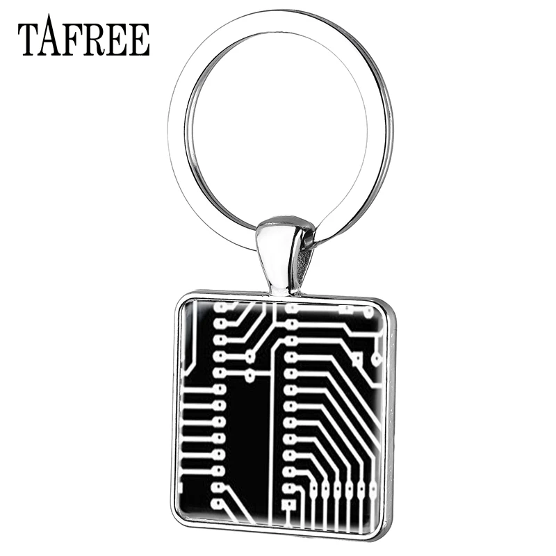 TAFREE Drama Doctor Steampunk Computer Circuit Board Pendant vintage Keychain charm keyring jewelry QF04