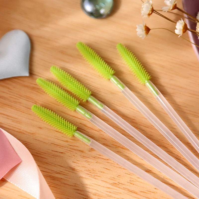 Nice Silicone Brushes 200pcs/lot Disposable Mascara Wands Applicators Eyelash Extension Makeup One-off Eye Lash Brushes