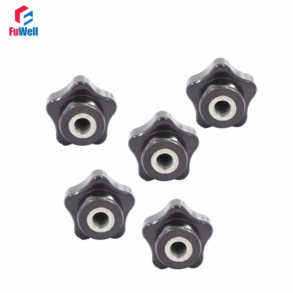 5pcs M8 x 40mm Female Thread Star Knob Handles Star Sharped Clamping Knobs Bakelite Mechanical Tighten Plum Nuts Handle