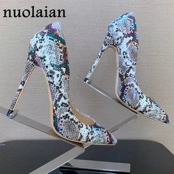 Women's Leopard Leather Platform Pumps Dress Wedding High Heel Shoes Lady Chaussure Summer High Heels Woman Shoe Pump Shoes