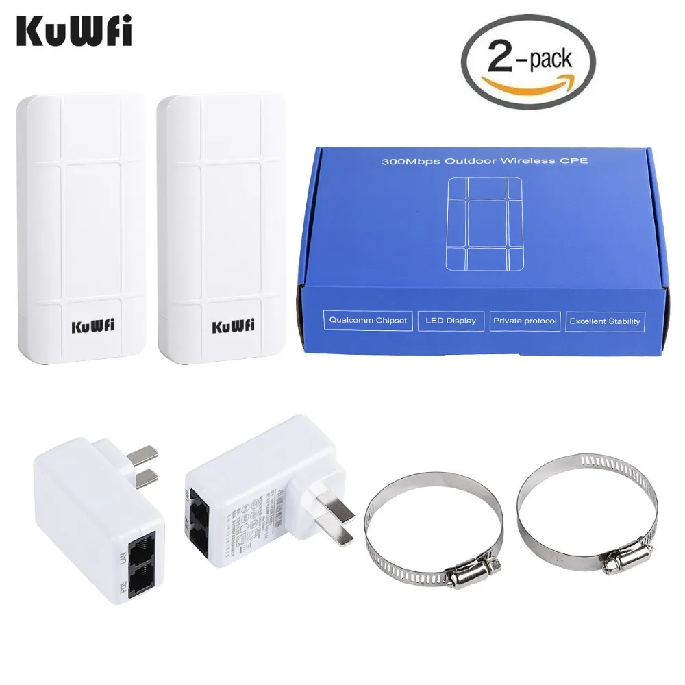 KuWFi Outdoor Wifi Router 300Mbps 2.4G Wireless Bridge Wifi Repeater Extender Long Range Point to Point 1KM AP For IP Cameras