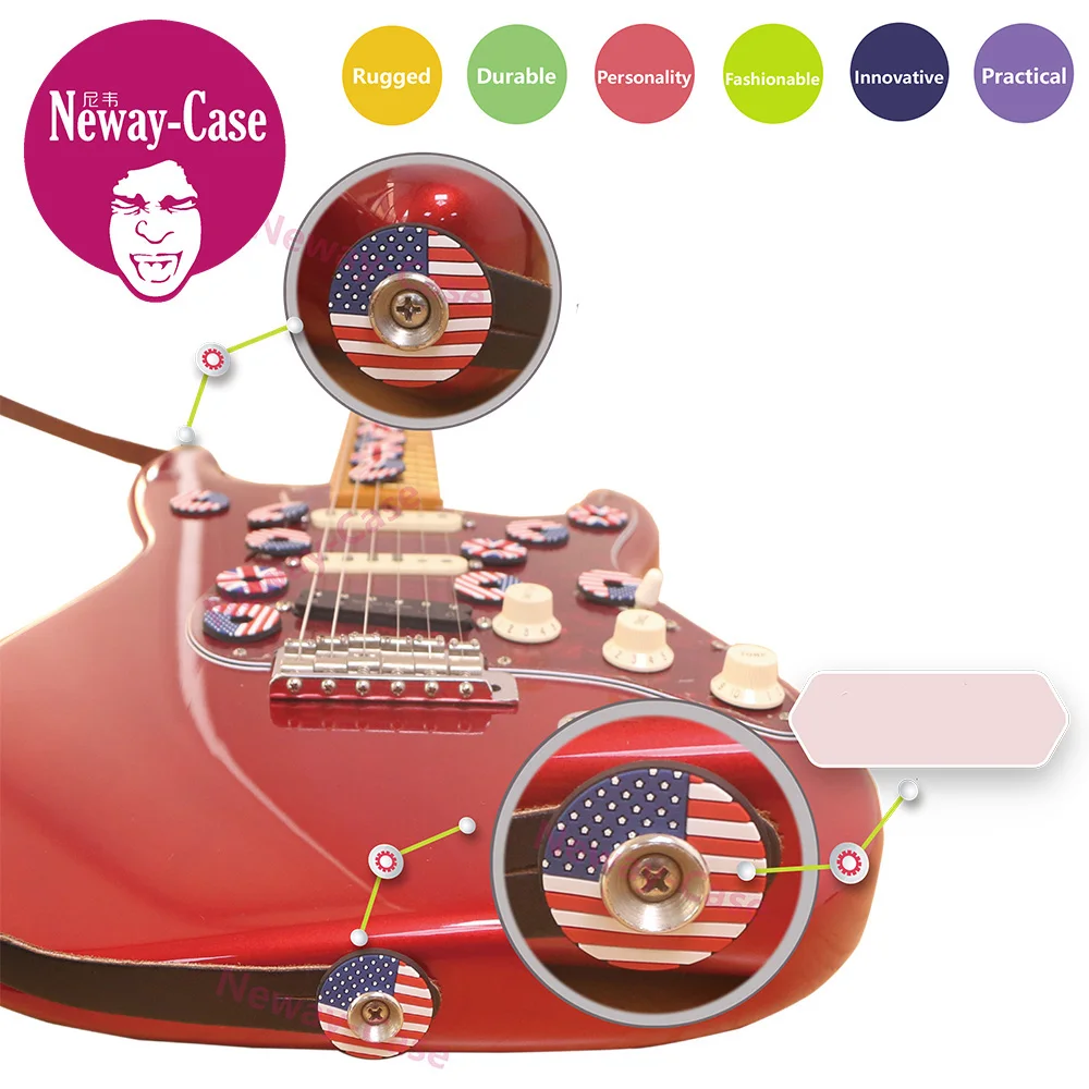 Neway-Case Guitar Strap Anti-slip Lock End Belt Rubber Buckle Prevent Guitar Belt Falling Off