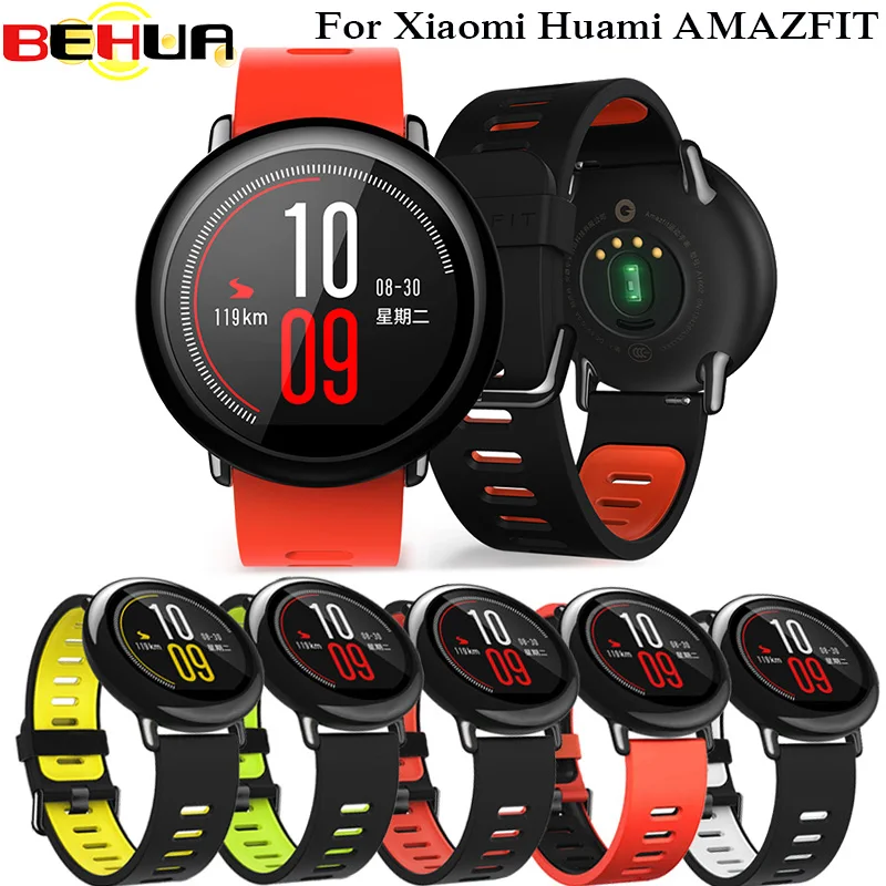 BEHUA 22มม.ซิลิโคนสายคล้องข้อมือสำหรับ Xiaomi Huami Amazfit Stratos Pace 2S 2 3 GTR สมาร์ทนาฬิกาแถบอุปกรณ์เสริม